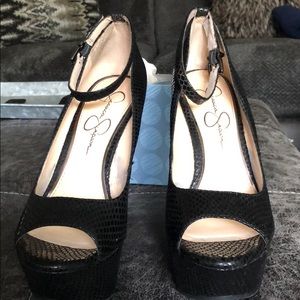 Jessica Simpson black wedge shoes